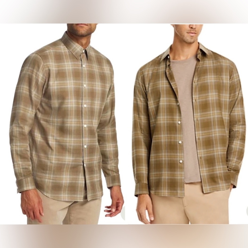 Theory Irving Shade Cotton Flannel Button Up Shirt Size M